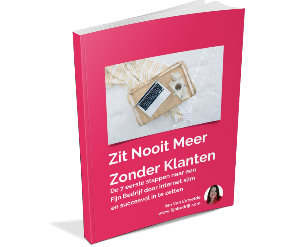 Download het gratis e-book van Ilse Van Eetvelde: Zit Nooit Meer Zonder Klanten (met invulbare oefeningen)